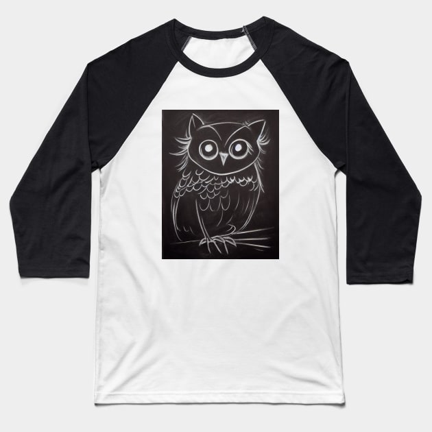 Cute Owl Drawing Baseball T-Shirt by fistikci